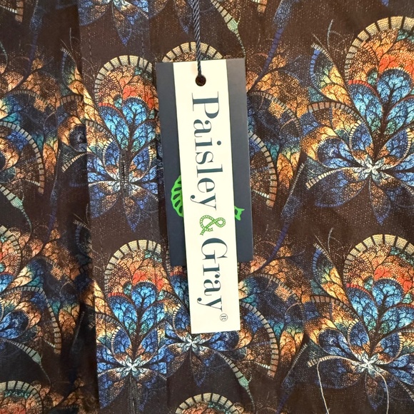 Paisley & Gray Mens Slim Fit Stain Glass Print Button Down Shirt Small - Picture 9 of 10